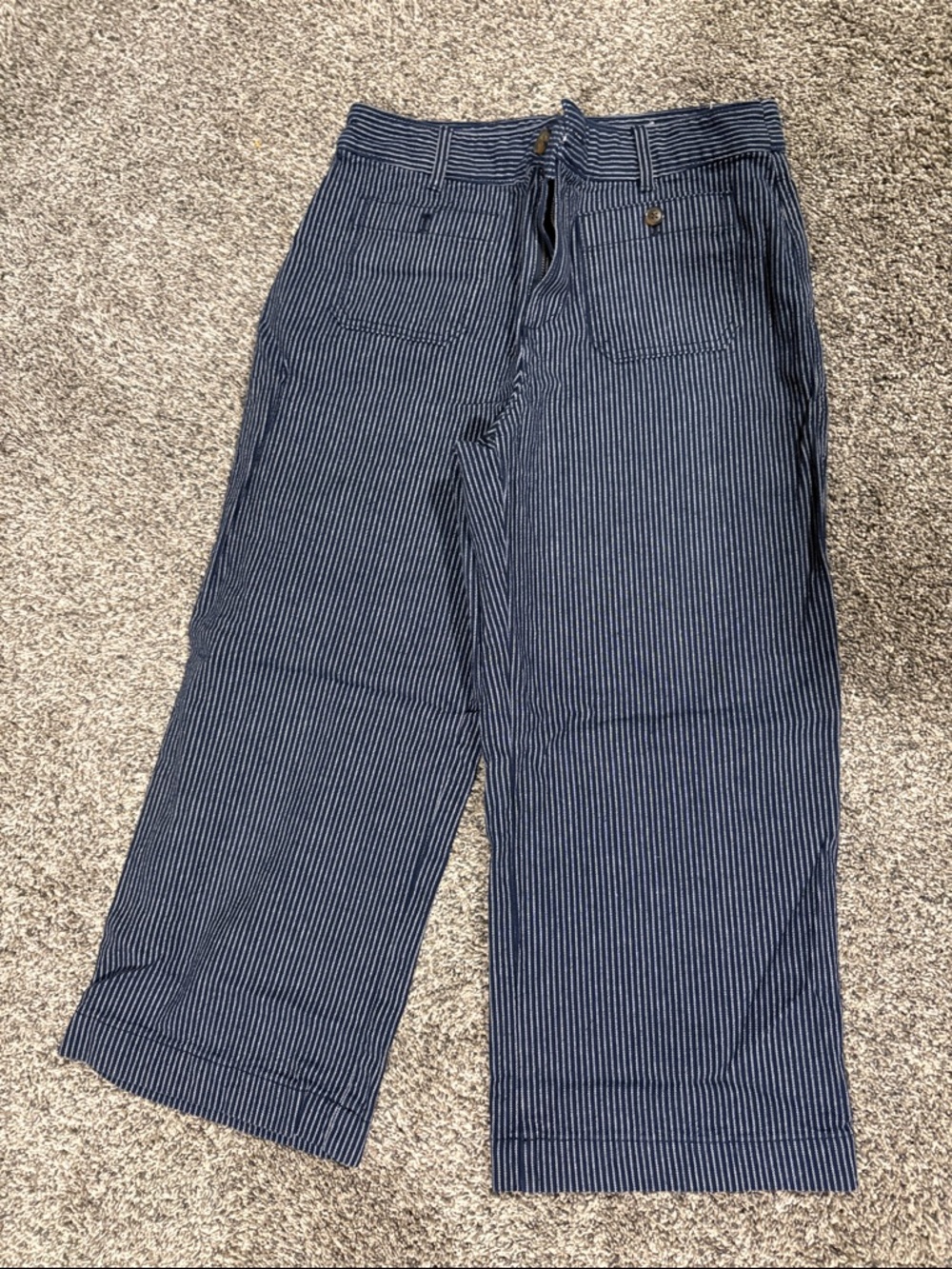LOFT Navy and White Pinstripe Chinos